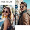 MEETSUN Gafas de sol polarizadas redondas para mujeres y hombres, con marco de metal, protección UV